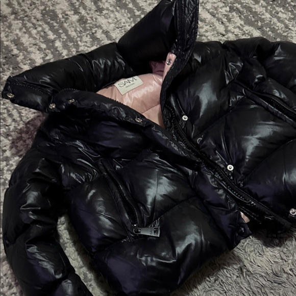 SAM. Black and Pink Puffer Jacket - Picture 2 of 7